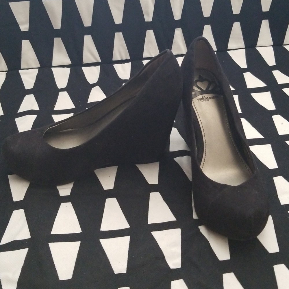 Black Suede Wedge Heels